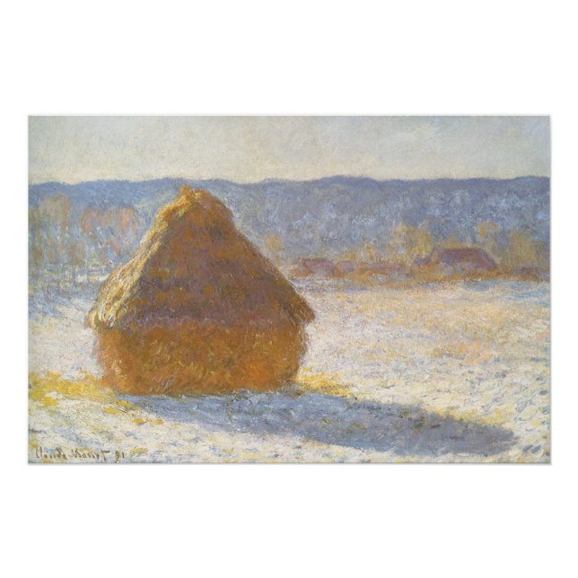 Grainstack in Morning, Snow Effect by Claude Monet Poster (Front)