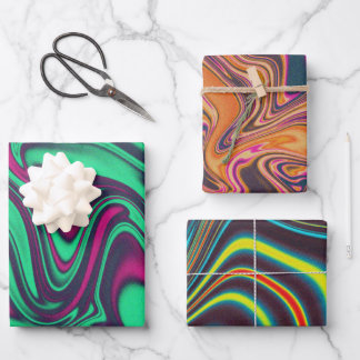Grainy colourful liquid marble wrapping paper