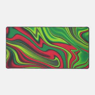 Grainy green and red fluid colour desk mat
