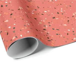 Grainy red terrazzo texture seamless pattern wrapping paper