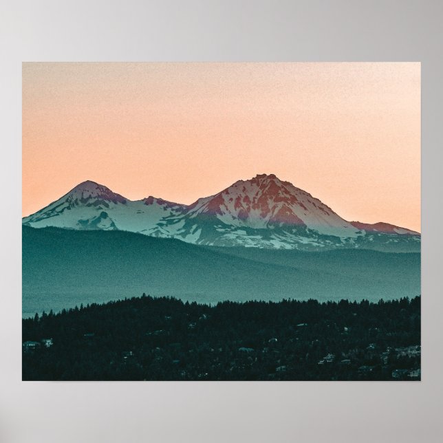 Grainy Sunset Mountain View // Orange Skies Poster (Front)