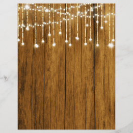 Grainy Wood & Fall String Lights Scrapbook Paper