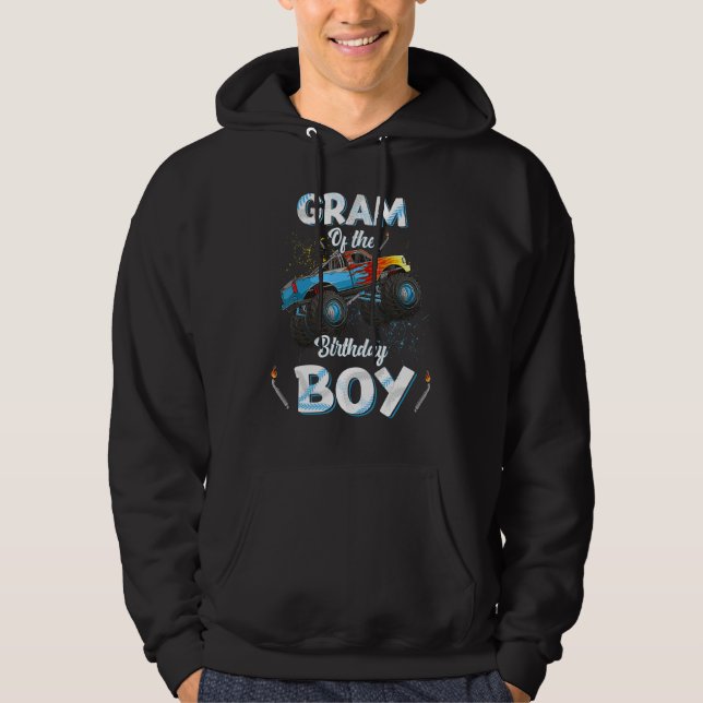 Gram Of The Birthday Boy Monster Truck Bday Women  Hoodie (Front)