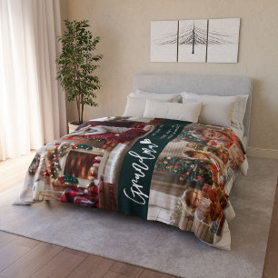 Gramdma Grandkids Photo Collage Christmas Sherpa Blanket