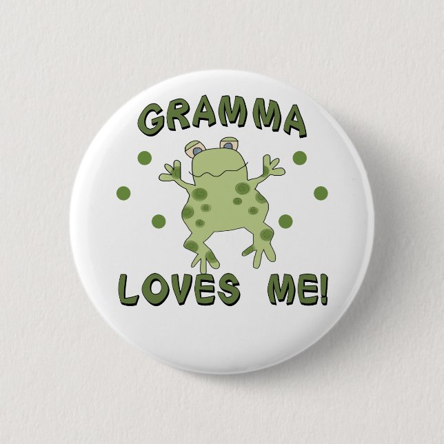 Gramma Loves Me Frog 6 Cm Round Badge (Front)