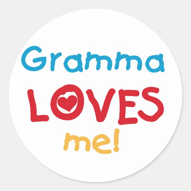 Gramma Loves Me T-shirts and Gifts Classic Round Sticker (Front)