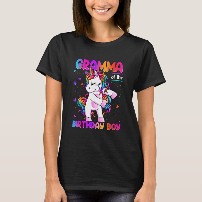 Gramma of the Birthday Party Boy Matching Family V T-Shirt (Front)