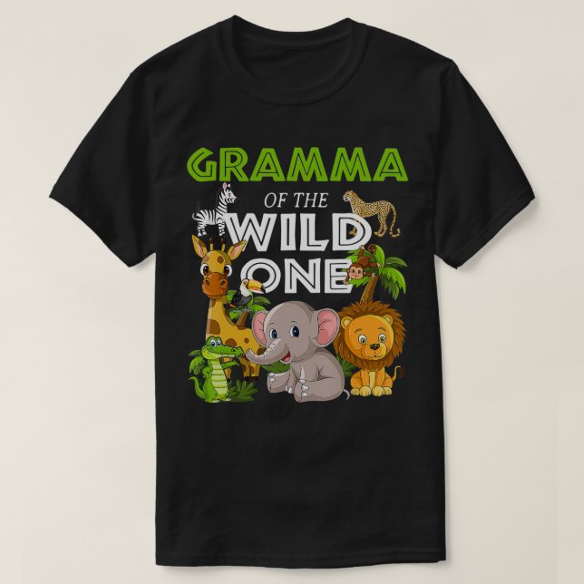 Gramma of the Wild One Zoo Birthday Safari Jungle  T-Shirt (Design Front)