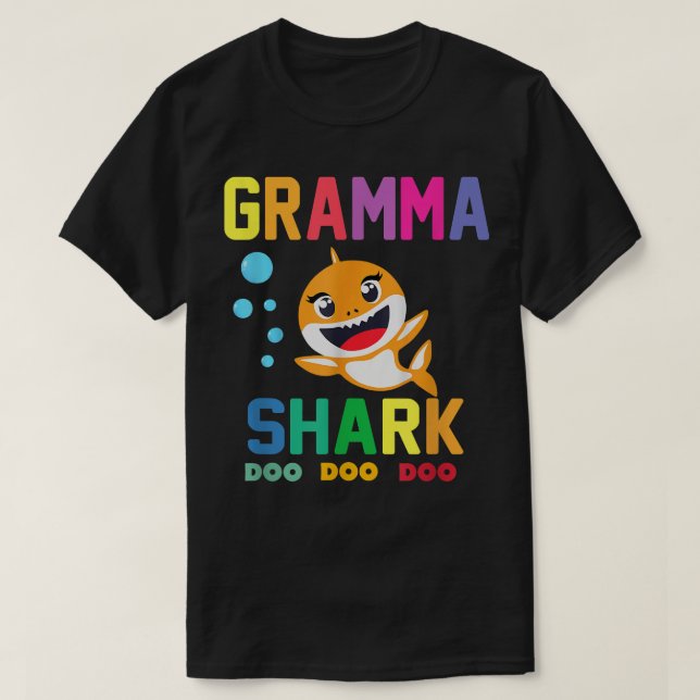 Gramma Shark  Gramma Shark Lover Family Mothers Da T-Shirt (Design Front)