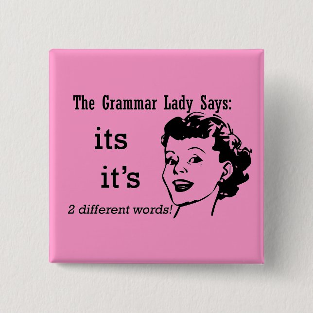 Grammar It's and Its Buttons (Front)