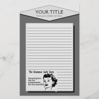 Grammar Lady Apostrophes Lined Stationery