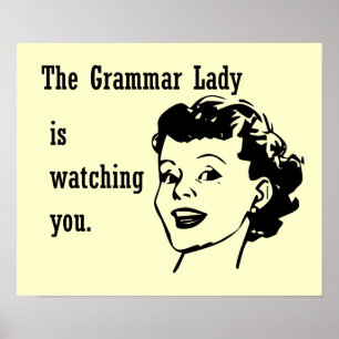 Grammar Lady Watching Postcards Poster