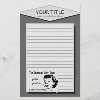 Grammar Lady You're Your Lined Stationery