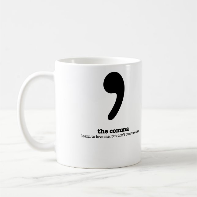 Grammar Mug Comma Humour Grammatical Gift (Left)