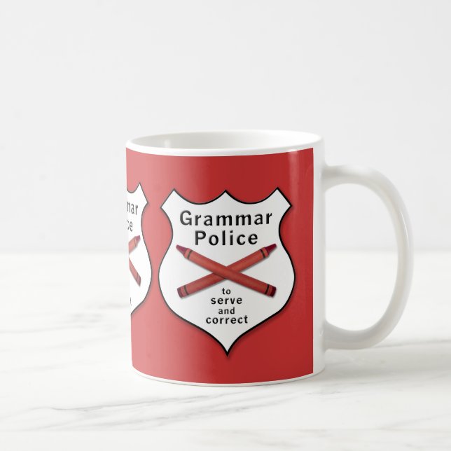 Grammar Police Badge Coffee Mug (Right)