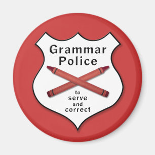 Grammar Police Badge Magnet