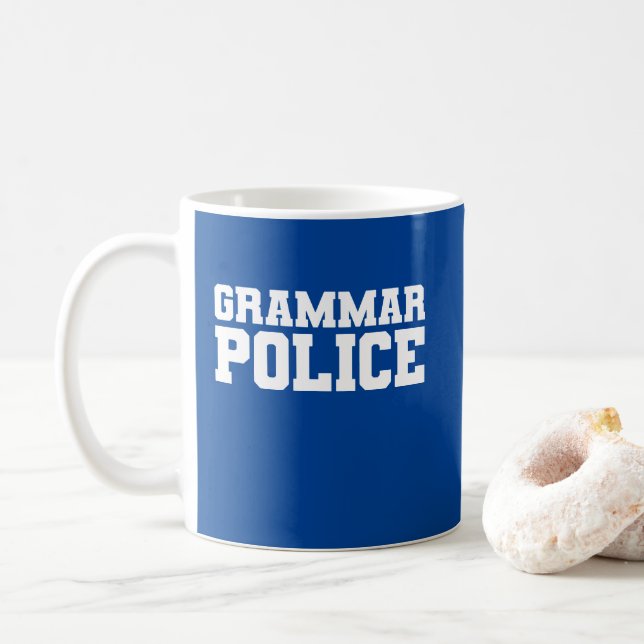 "Grammar Police" Coffee Mug (With Donut)