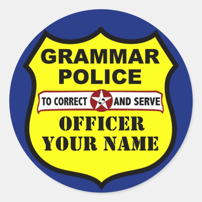 Grammar Police Customisable Sticker (Front)