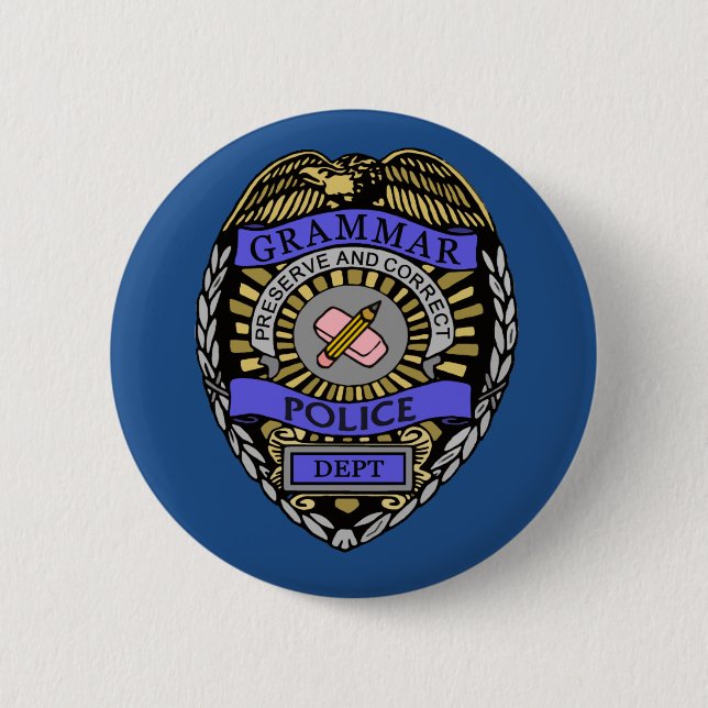 Grammar Police Dept Badge Pencil Eraser (Front)