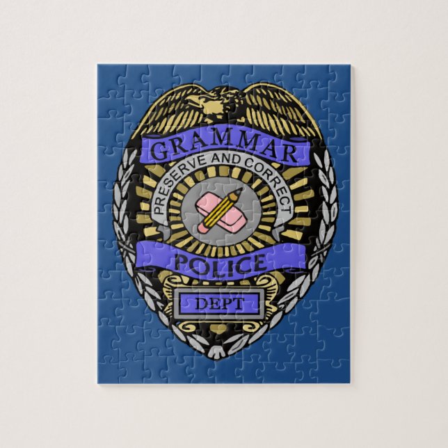 Grammar Police Dept Badge Pencil Eraser Jigsaw Puzzle (Vertical)