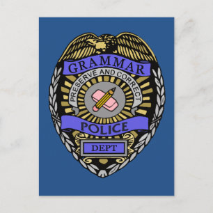 Grammar Police Dept Badge Pencil Eraser Postcard