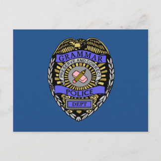 Grammar Police Dept Badge Pencil Eraser Postcard