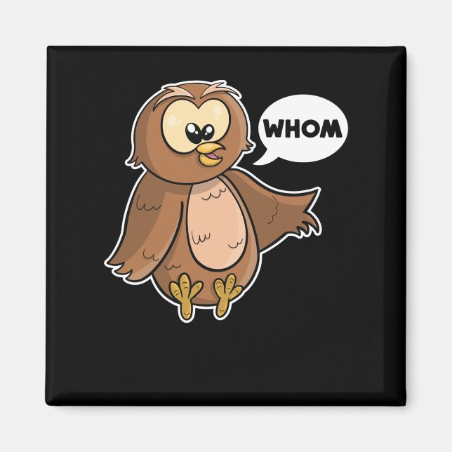 Grammar Police Funny Owl Who Whom English Teacher Magnet (Front)
