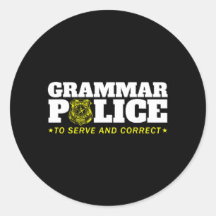 Grammar Police Officer Funny Badge Halloween Classic Round Sticker