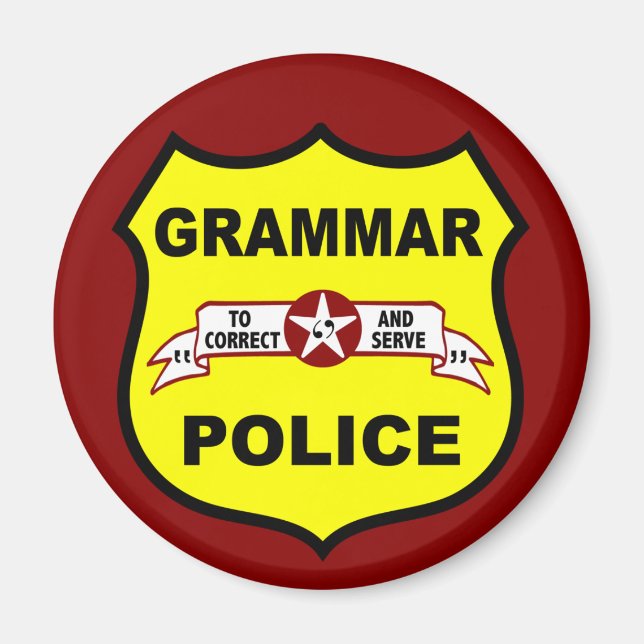 Grammar Police Round Magnet (Front)