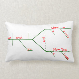 Grammatically Diagrammed Merry Christmas Carol Lumbar Cushion