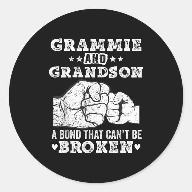 Grammie And Grandson A Bond That Can't Be Broken G Classic Round Sticker (Front)