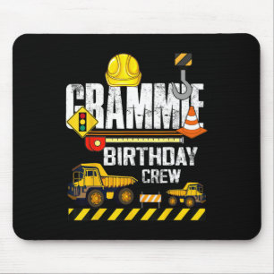 Grammie Birthday Crew Construction Excavator Party Mouse Pad