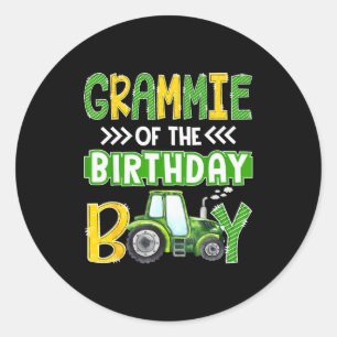 Grammie Of The Birthday Boy Tractors Farm Trucks F Classic Round Sticker