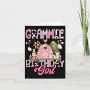 Grammie Of The Birthday Girl Farm Cow Pink 1st Bir Card