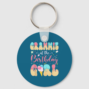 Grammie of the birthday girl sweet ice cream drip key ring