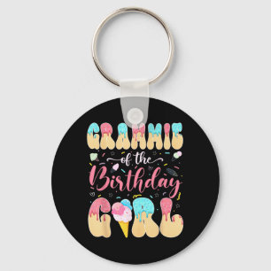 Grammie of The Birthday Girl Sweet Ice Cream Drip Key Ring