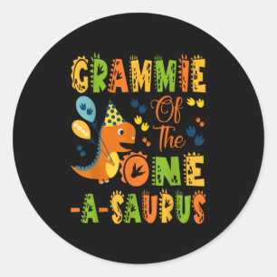 Grammie Of The One-a-saurus 1st Birthday Dinosaur  Classic Round Sticker