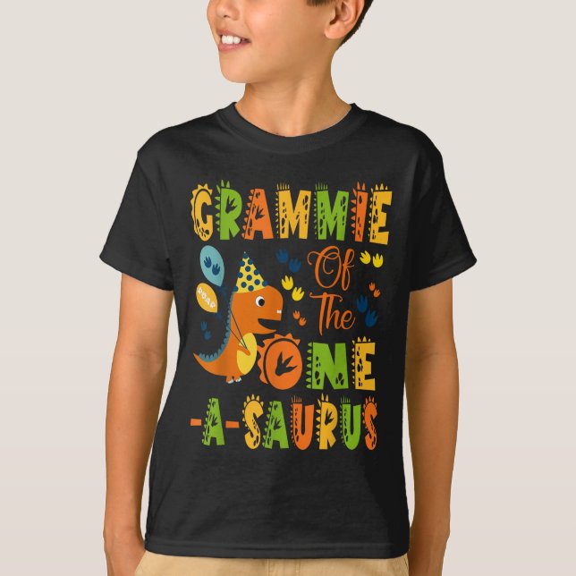 Grammie Of The One-a-saurus 1st Birthday Dinosaur  T-Shirt (Front)