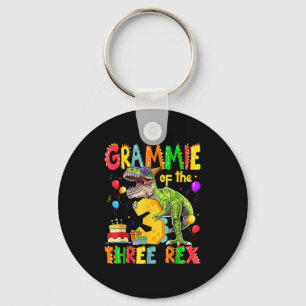 Grammie Of The Three Rex 3rd Birthday Boy Dinosaur Key Ring