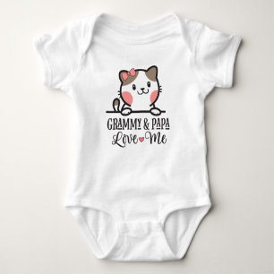 Grammy and Papa Love Me Granddaughter Kitten Baby Bodysuit