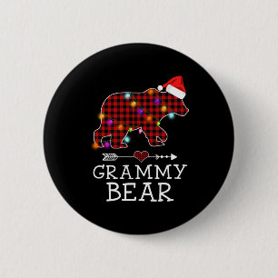 Grammy Bear Christmas Pajama Red Plaid 6 Cm Round Badge
