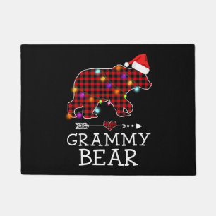 Grammy Bear Christmas Pajama Red Plaid Doormat