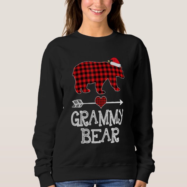 Grammy Bear , Red Buffalo Plaid Grammy Bear Pajama Sweatshirt (Front)