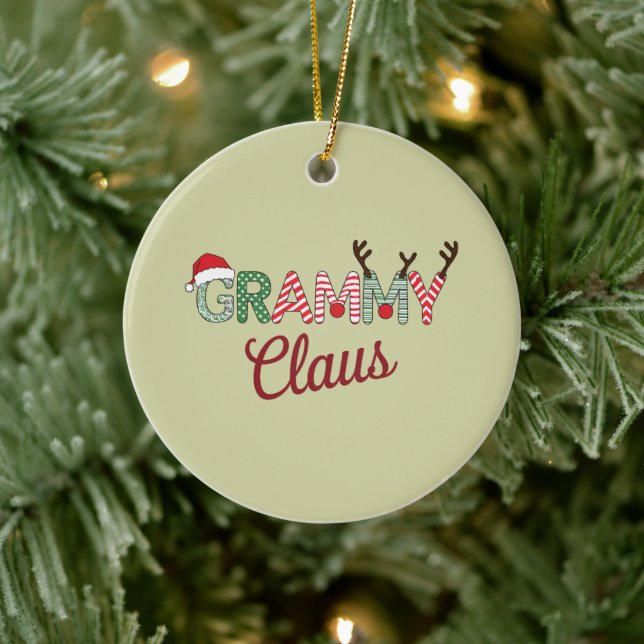 Grammy Claus Christmas Grandma Gift Xmas  Ceramic Ornament (Tree)
