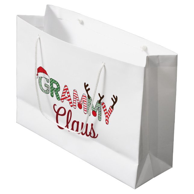 Grammy Claus Christmas Grandma Gift Xmas  Large Gift Bag (Front Angled)