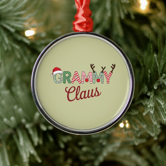 Grammy Claus Christmas Grandma Gift Xmas  Metal Ornament (Tree)
