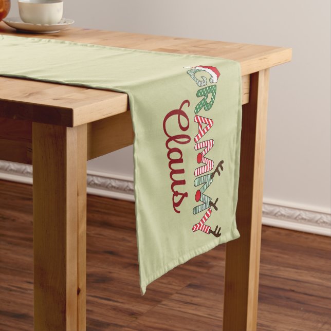 Grammy Claus Christmas Grandma Gift Xmas  Short Table Runner (In Situ)