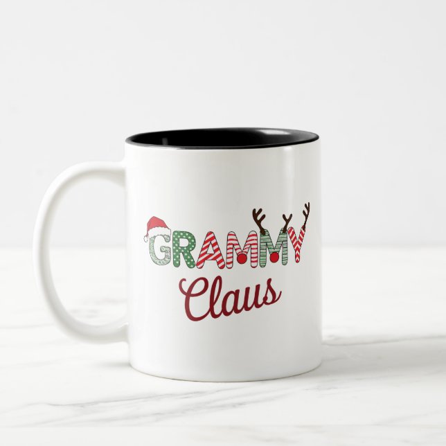Grammy Claus Christmas Grandma Gift Xmas  Two-Tone Coffee Mug (Left)