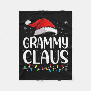Grammy Claus Christmas Lights Pajama Family Matchi Fleece Blanket