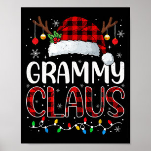 Grammy Claus Christmas Lights Pajama Family Matchi Poster